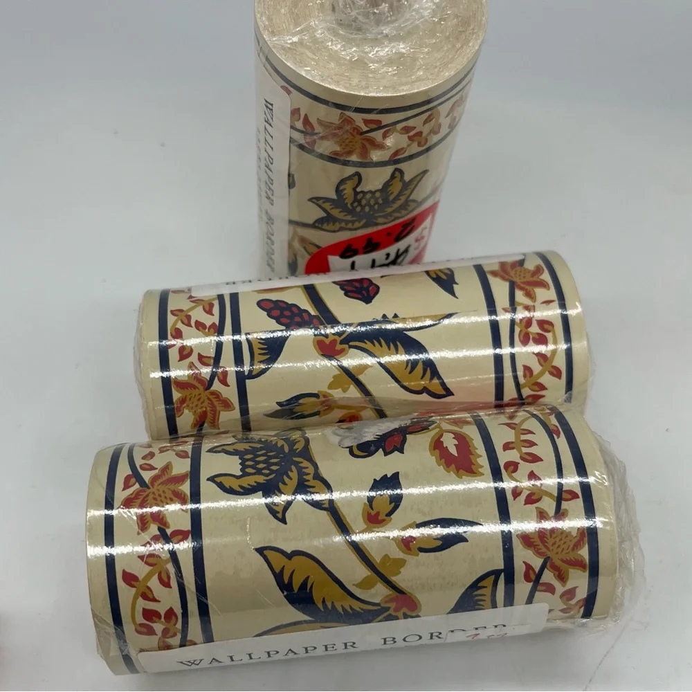 Vintage Laura Ashley Home Wallpaper Border Favorita Navy 3 Rolls NEW